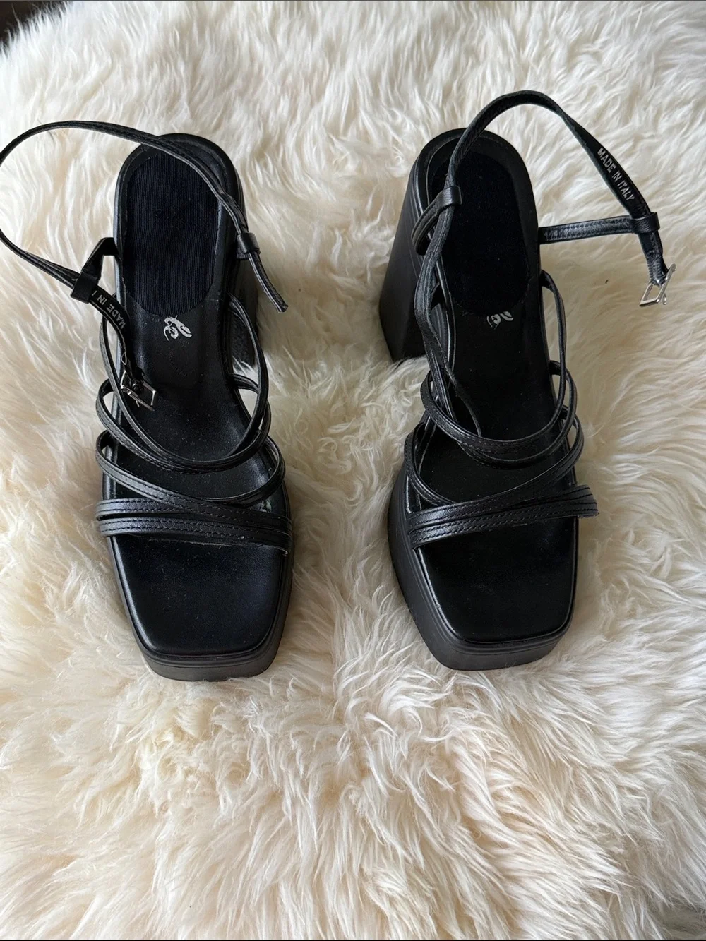 Free People Black Strappy Block Heel Sandals - Women's
